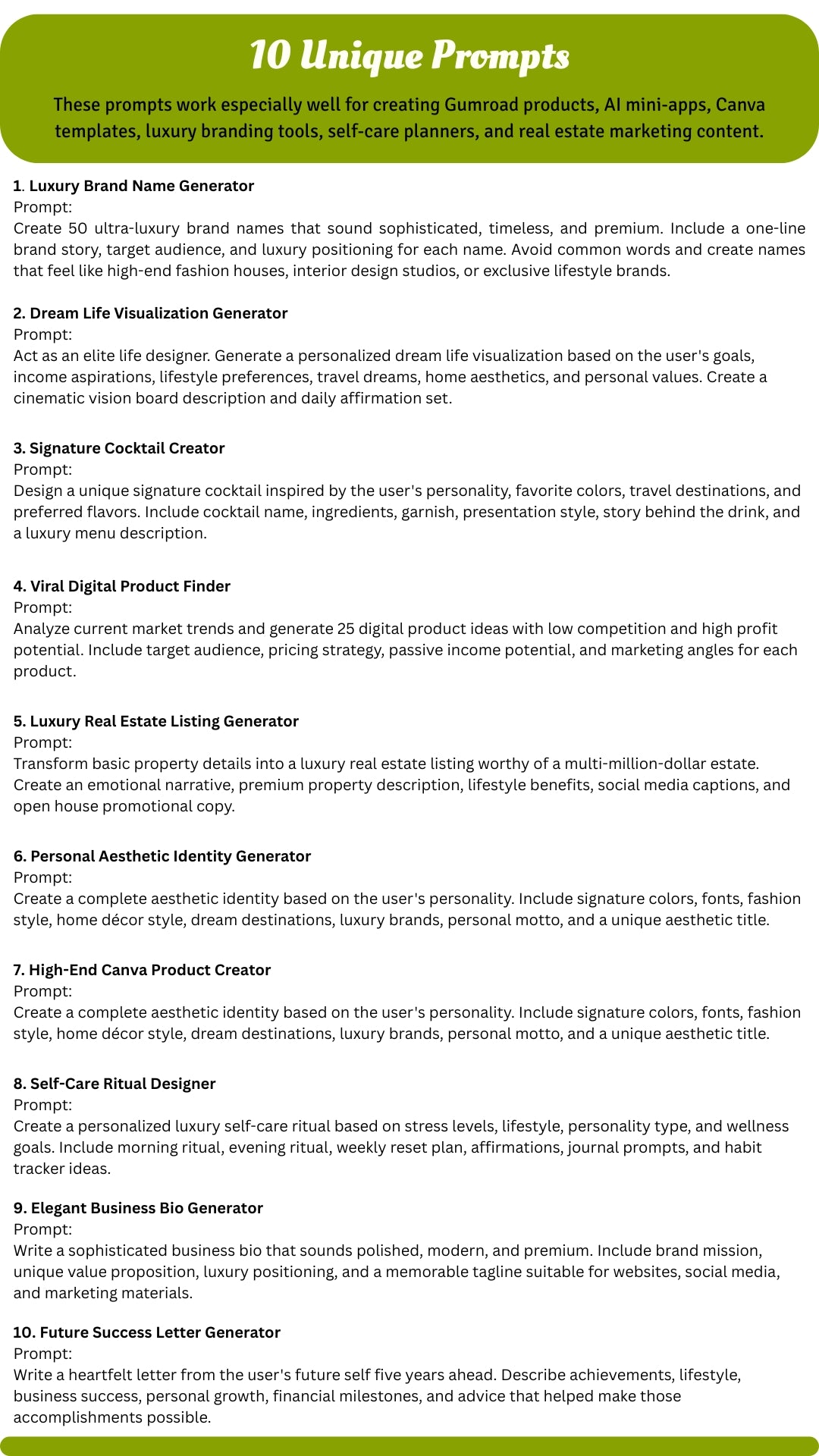 Unique AI Promps