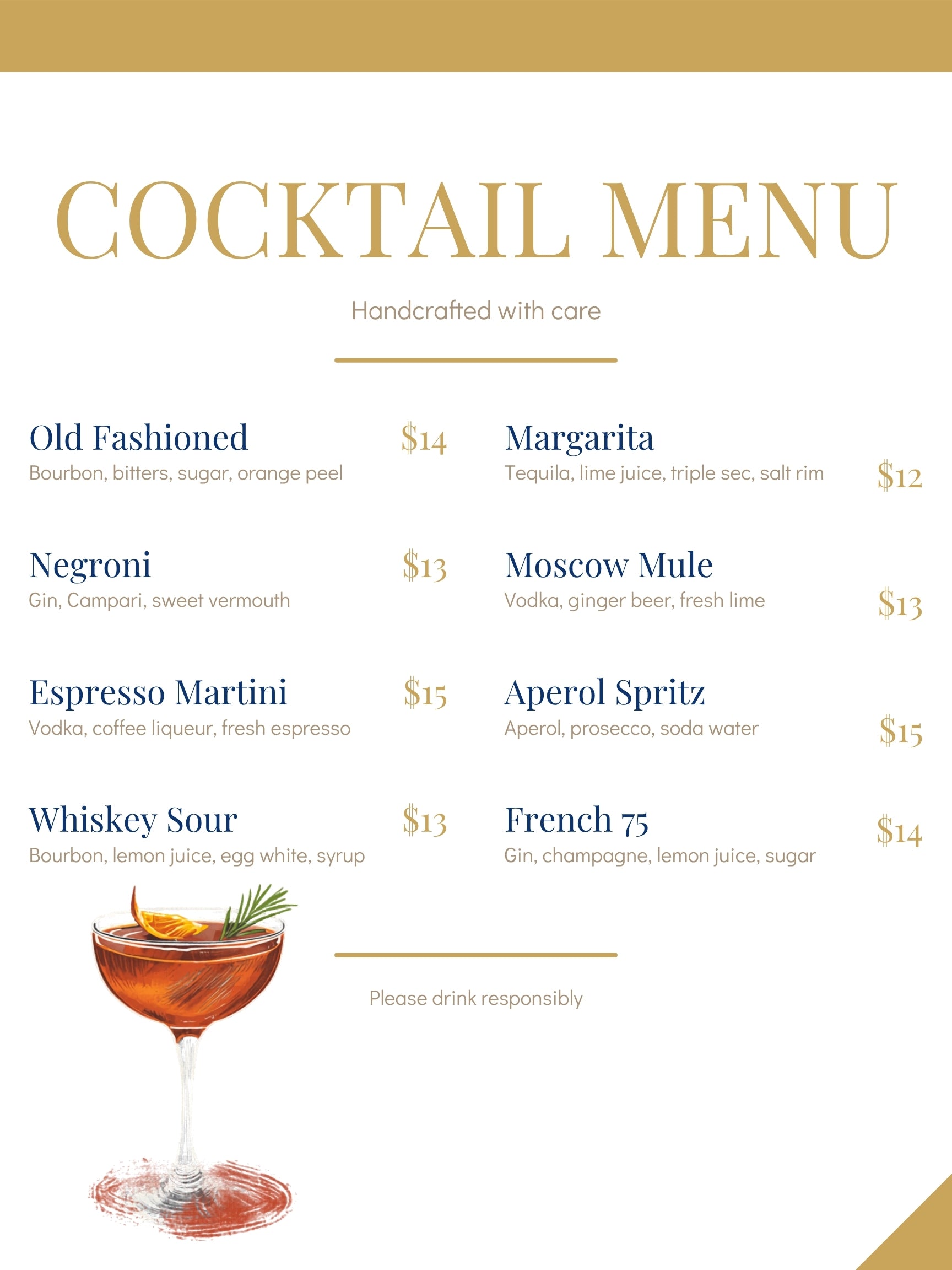 Editable Signature Cocktail Sign