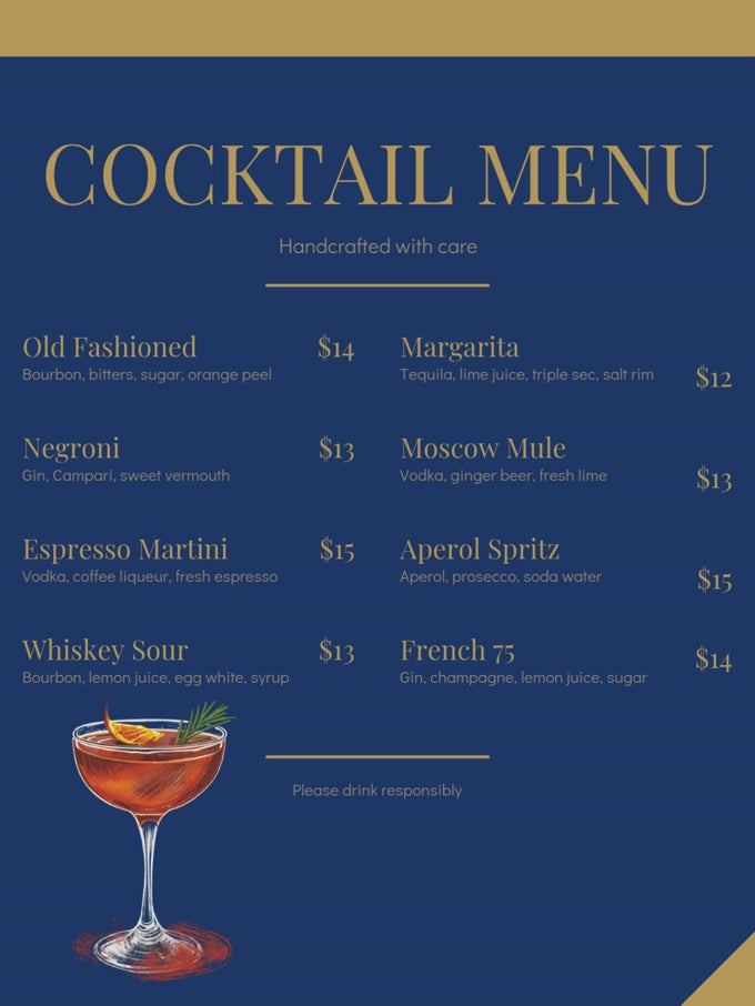 Editable Signature Cocktail Sign